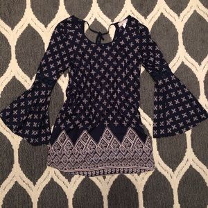 Navy patterned mini dress/tunic